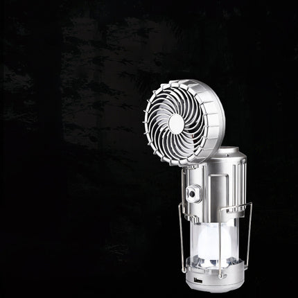 Solar Camping Fan – USB Rechargeable with LED Light – Waterproof for Outdoor Use