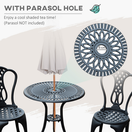3 Pc Cast Aluminium Bistro Set