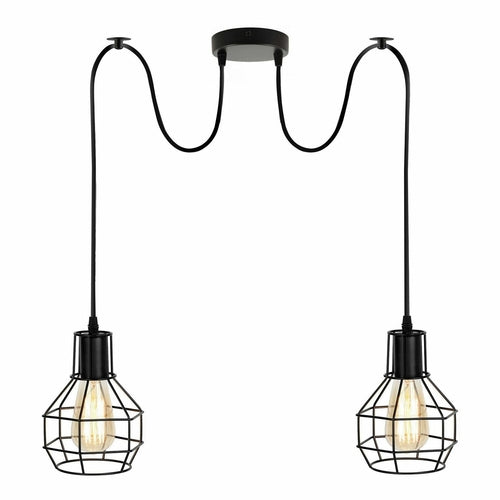 Retro Industrial 2-Way Ceiling Pendant Light – Indoor Hanging Chandelier