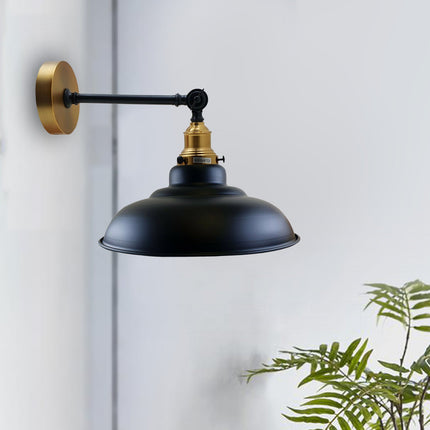 Adjustable Swing Arm Wall Light with Black Shade – Industrial Loft Style