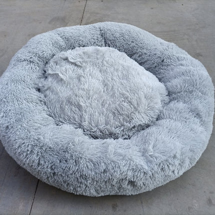 Round Plush Pet Kennel – Thick Soft Bed for Cats and Small Dogs