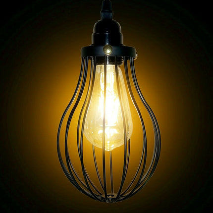 Industrial Vintage Wall Light – Retro Pipe Sconce with Black Dome Cage