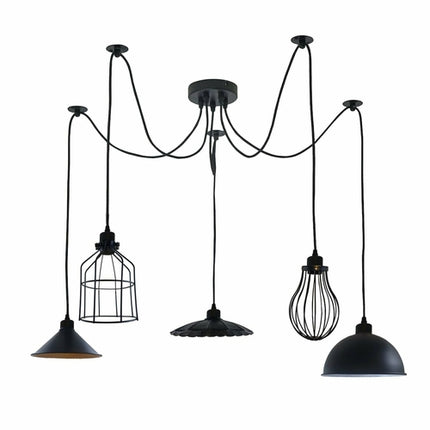 Vintage 5-Way Ceiling Light – Spider Style Industrial Chandelier Shade
