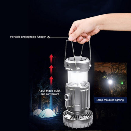 Solar Camping Fan – USB Rechargeable with LED Light – Waterproof for Outdoor Use