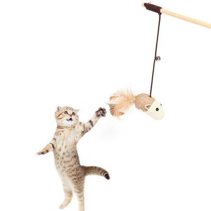 Funny Cat Wand Toy with Hemp Rope – Hanging Climbing Toy for Cats