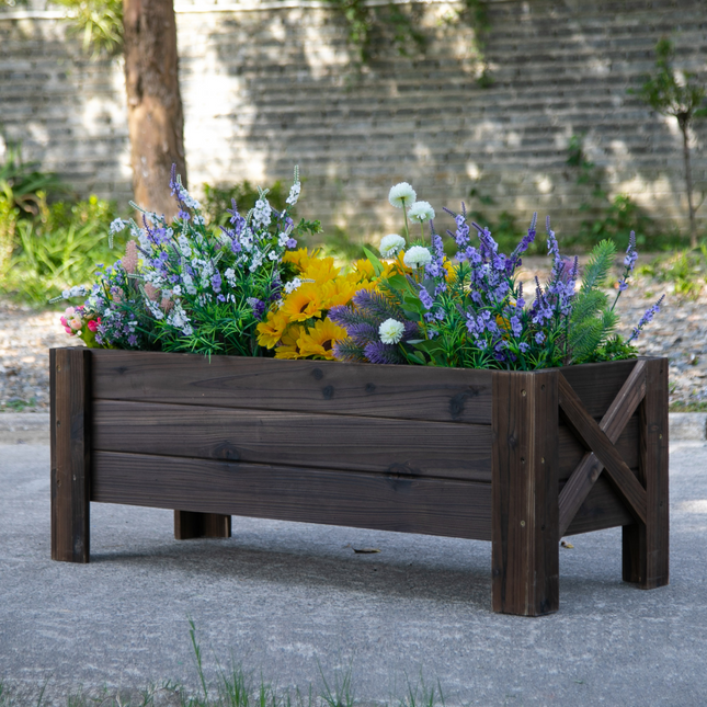 Outsunny Wooden Raised Garden Bed Planter - Durable 100x36.5x36cm Design