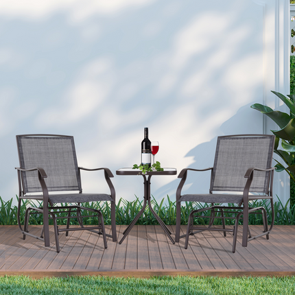 Steel Frame Set-of-2 Glider Rocking Chair w/ Table Set Grey