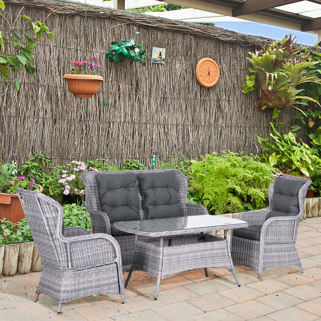4 PCS Patio PE Rattan Sofa Set All Hnad Wicker Woven Garden Outdoor Furniture