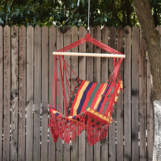 Hammock Chair Swing Colourful Striped Seat Porch Indoor Outdoor Hanging Beach