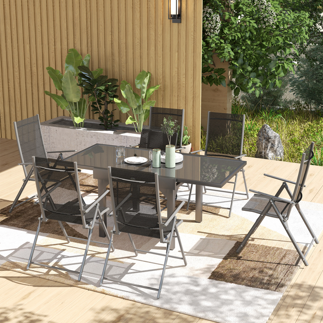 Versatile Seven-Piece Dining Set with Expandable Table for 4-6 People