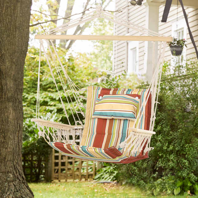 Hanging Hammock Chair Swing Thick Rope Frame Safe Wide Seat