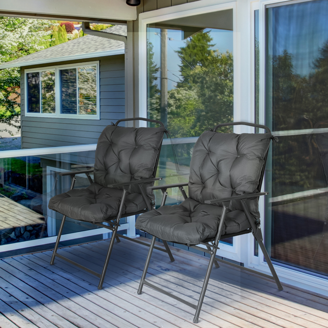 Set of 2 Garden Chair Cushions Seat Pad for Outdoor & Indoor Use