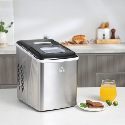 HOMCOM Portable Ice Maker – Countertop Ice Cube Machine for Home, Black