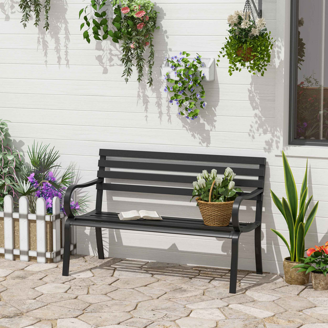 2 Seater Bench Garden Furniture Outdoor Metal Loveseat Seat