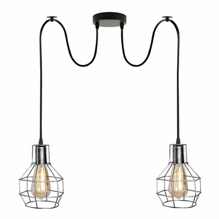 Retro Industrial 2-Way Ceiling Pendant Light – Indoor Hanging Chandelier