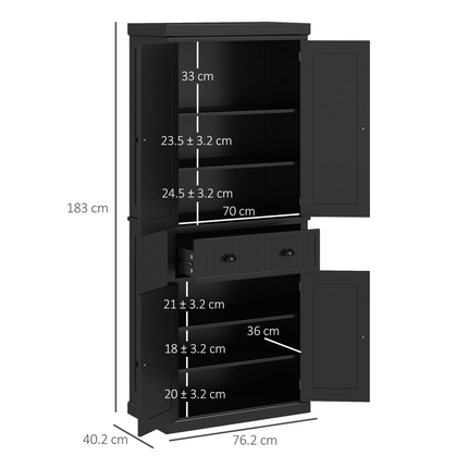 Freestanding Kitchen Storage Cabinet – Drawers, Shelves, Cupboards, Black