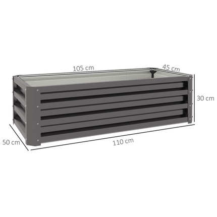 Outsunny Galvanized Steel Raised Planter Box Set - Grey, 2 Pack