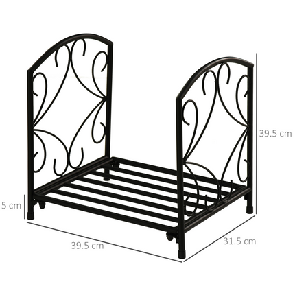 Firewood Log Rack Holder Wood Storage Rack with Side Scrolls Outdoor Indoor