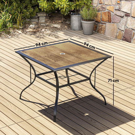 Outsunny Garden Table with Parasol Hole w/ PC Board Tabletop for 4 Persons