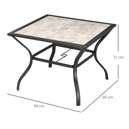 Outsunny 4-Person Steel Patio Table with Umbrella Hole - Perfect for Outdoor Fun!