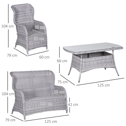 4 PCS Patio PE Rattan Sofa Set All Hnad Wicker Woven Garden Outdoor Furniture