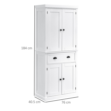 Colonial Style Kitchen Pantry Cabinet – MDF Freestanding Storage, White