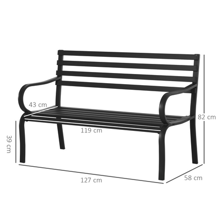 2 Seater Bench Garden Furniture Outdoor Metal Loveseat Seat