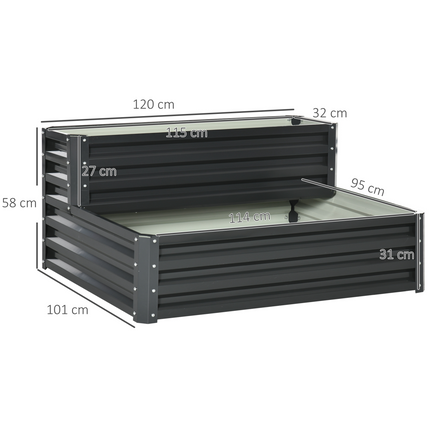 Outsunny Galvanised 2-Tier Raised Garden Bed Planter – Durable & Functional