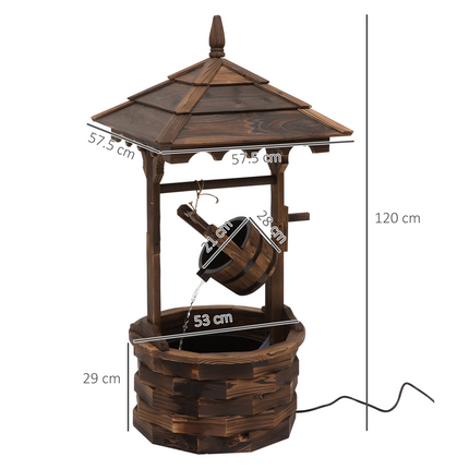 Fir Wood Outdoor Garden Decor Wishing Well Waterfall