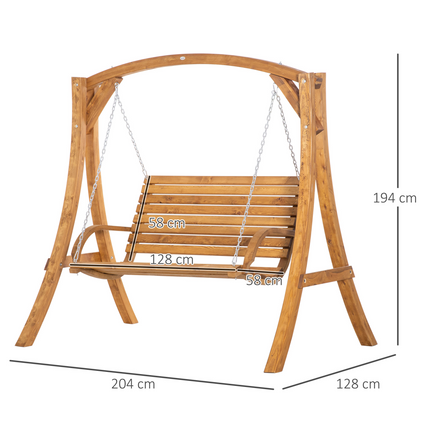 Outsunny 2 Seater Garden Swing Seat Swing Chair, Outdoor Wooden Swing Bench Seat