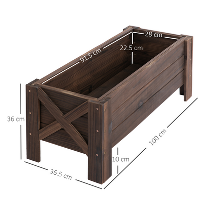 Outsunny Wooden Raised Garden Bed Planter - Durable 100x36.5x36cm Design