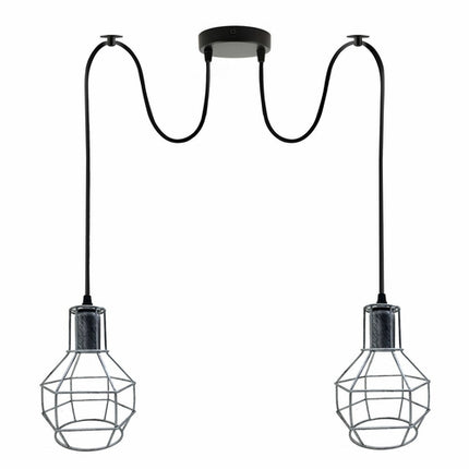 Retro Industrial 2-Way Ceiling Pendant Light – Indoor Hanging Chandelier