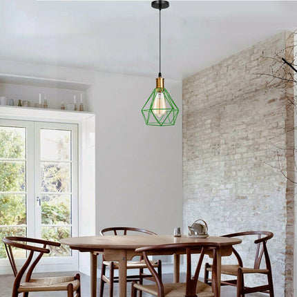 Modern Pendant Light – Diamond Cage Design – Geometric Wire Fitting