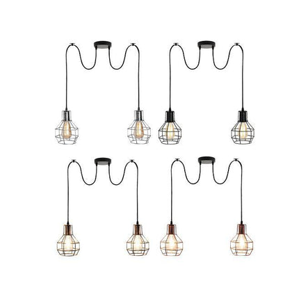 Retro Industrial 2-Way Ceiling Pendant Light – Indoor Hanging Chandelier