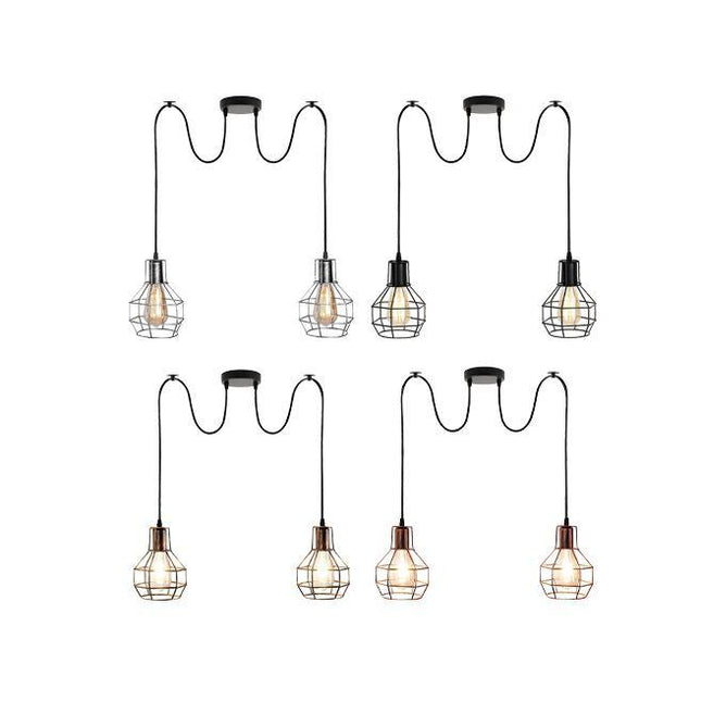 Retro Industrial 2-Way Ceiling Pendant Light – Indoor Hanging Chandelier