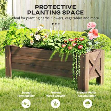 Outsunny Wooden Raised Garden Bed Planter - Durable 100x36.5x36cm Design
