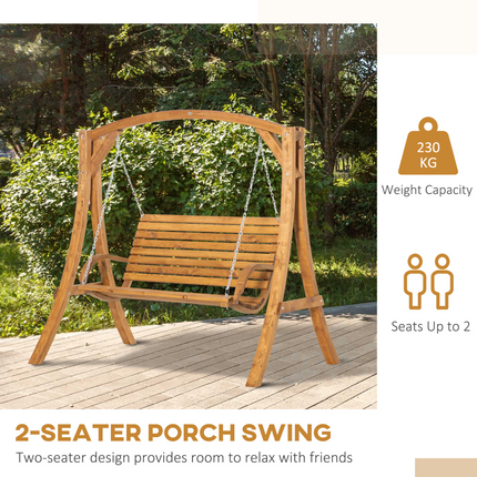 Outsunny 2 Seater Garden Swing Seat Swing Chair, Outdoor Wooden Swing Bench Seat