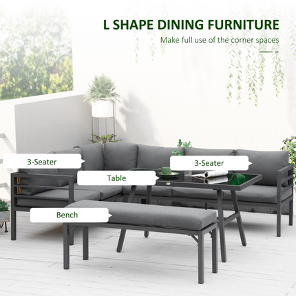 Outsunny 8-Seater Aluminium Garden Dining Sofa Furniture Set with Cushions