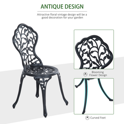 Cast Aluminium 3 Pcs Bistro Set-Black
