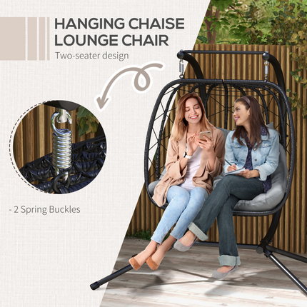 Outsunny PE Hanging Swing Chair with Thick Cushion, Patio Hanging Chair, Black