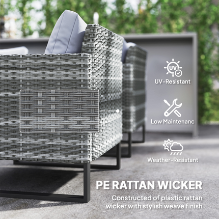 Outsunny Sectional Outdoor Furniture with Glass Top Table, Light Grey