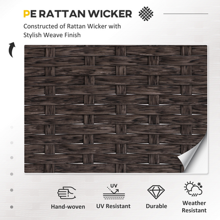 2 Seater PE Rattan Garden Furniture Set, Glass Top Table  Brown
