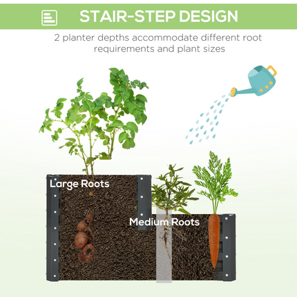 Outsunny Galvanised 2-Tier Raised Garden Bed Planter – Durable & Functional