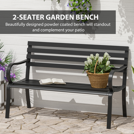2 Seater Bench Garden Furniture Outdoor Metal Loveseat Seat