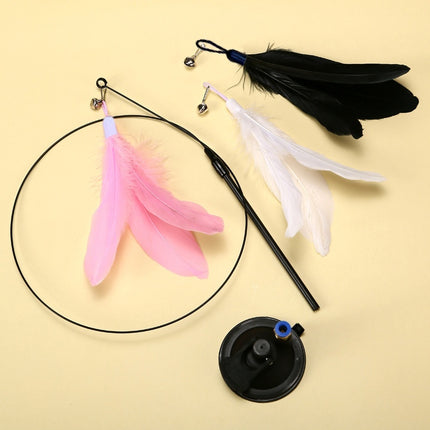 Cat Teaser Toy with Bell, Feather & Suction Cup – Bite-Resistant Interactive Play