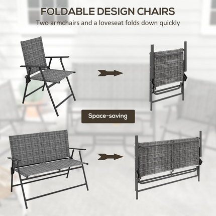 Outsunny Patio Furniture Set, Garden Set with Table, Foldable Chairs, a Loveseat