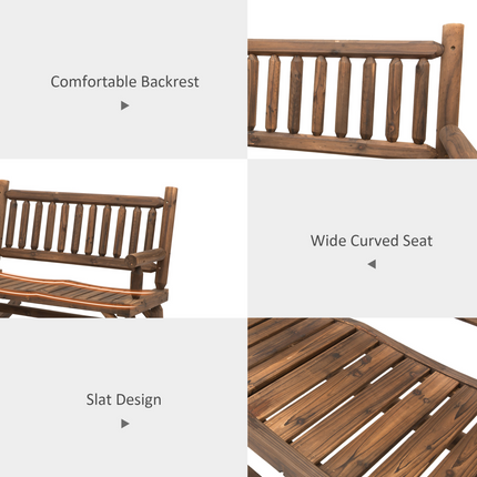 2-Seater Rocking Bench Wood Frame Curved Dark Stain Brown