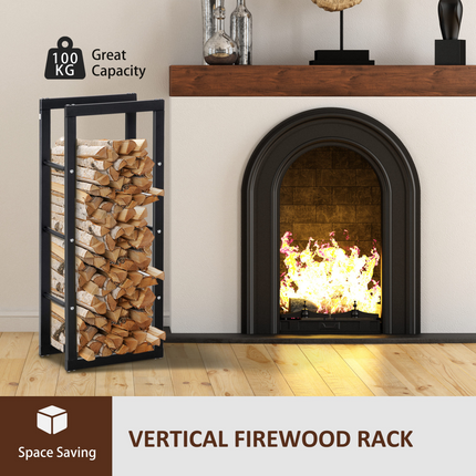 Metal Rust-Resistant Firewood Log Rack Black