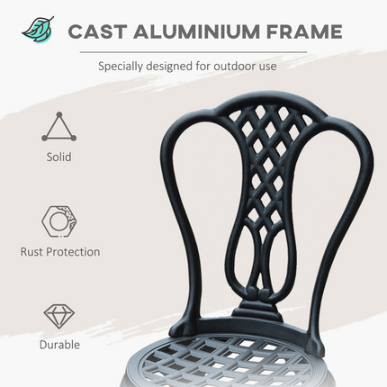 3 Pc Cast Aluminium Bistro Set