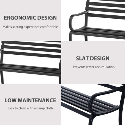 2 Seater Bench Garden Furniture Outdoor Metal Loveseat Seat